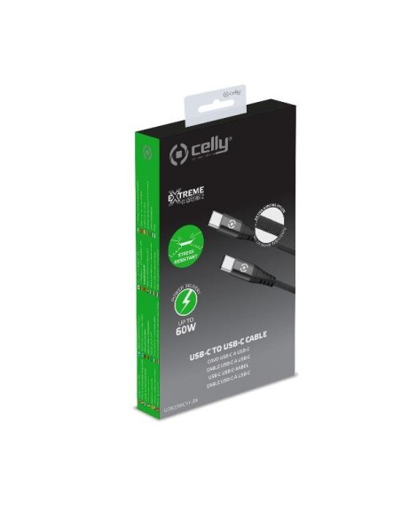 Celly USBCUSBCNYLBK cavo USB 1 m USB C Nero