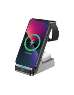 Celly WLSTAND3IN1BK Caricabatterie per dispositivi mobili Fotocamera, Comandi di gaming, Cuffie, Telefono cellulare, Power