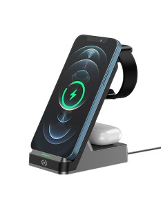 Celly WLSTAND3IN1BK Caricabatterie per dispositivi mobili Fotocamera, Comandi di gaming, Cuffie, Telefono cellulare, Power 2