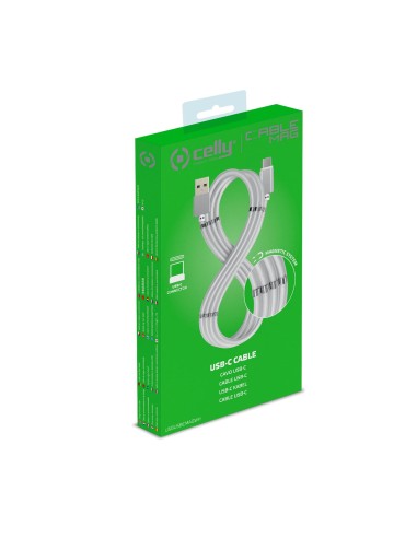 Celly USBUSBCMAGWH cavo USB USB 3.2 Gen 1 (3.1 Gen 1) 1 m USB A USB C Bianco
