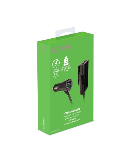 Celly CC4USBEXTBK Caricabatterie per dispositivi mobili Universale Nero Accendisigari Auto Celly CC4USBEXTBK Caricabatterie per dispositivi mobili Universale Nero Accendisigari Auto