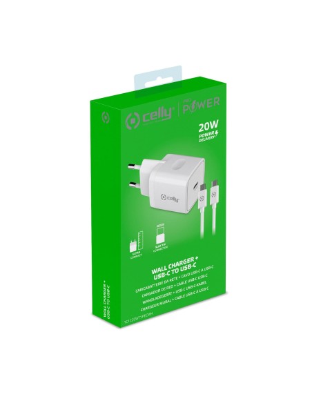 Celly TC1C20WTYPECWH Caricabatterie per dispositivi mobili Universale Bianco AC Interno