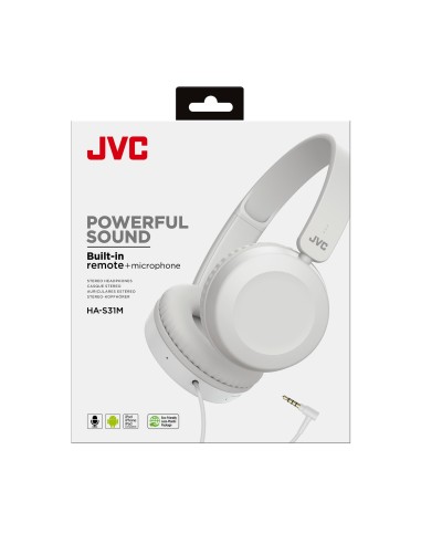 JVC HA-S31M-W Auricolare Cablato A Padiglione Musica e Chiamate Bianco
