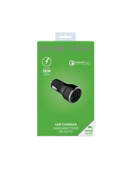 Celly CC2USBQC30BK Caricabatterie per dispositivi mobili Nero USB Ricarica rapida Auto Celly CC2USBQC30BK Caricabatterie per dispositivi mobili Nero USB Ricarica rapida Auto