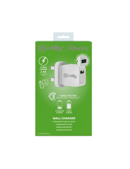Celly TCUSBTURBOUK Caricabatterie per dispositivi mobili Fotocamera, Comandi di gaming, Cuffie, Telefono cellulare, Power bank, Celly TCUSBTURBOUK Caricabatterie per dispositivi mobili Fotocamera, Comandi di gaming, Cuffie, Telefono cellulare, Power bank,