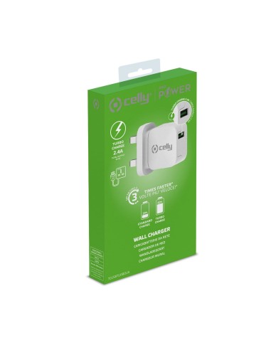 Celly TCUSBTURBOUK Caricabatterie per dispositivi mobili Fotocamera, Comandi di gaming, Cuffie, Telefono cellulare, Power bank,