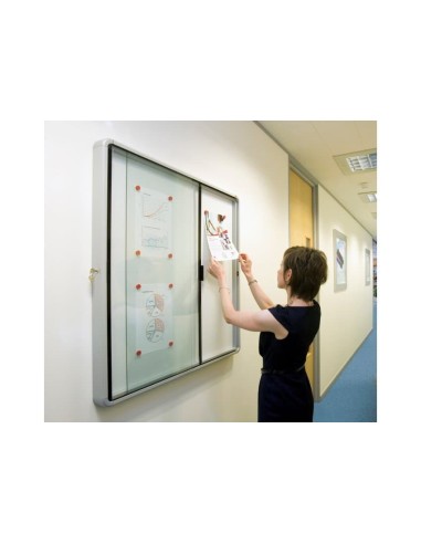 Nobo Bacheca per interni-fondo magnetico 12xA4 anta scorrevole