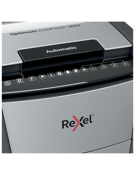 Rexel AutoFeed+ 300X distruggi documenti Triturazione incrociata 55 dB 23 cm Nero, Grigio