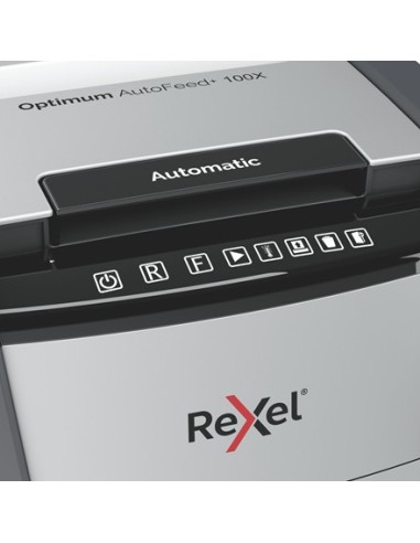 Rexel Optimum AutoFeed+ 100X distruggi documenti Triturazione incrociata 55 dB 22 cm Nero, Grigio