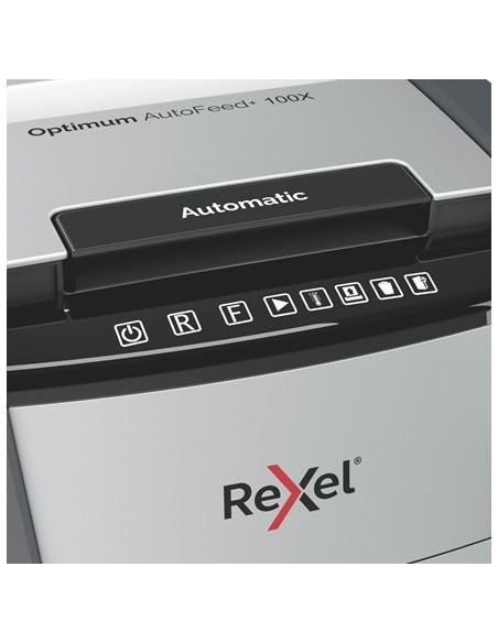Rexel Optimum AutoFeed+ 100X distruggi documenti Triturazione incrociata 55 dB 22 cm Nero, Grigio