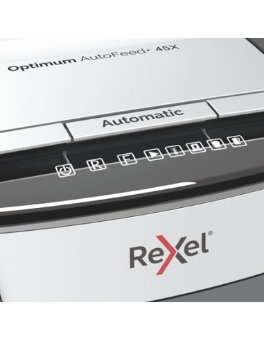 Rexel AutoFeed 45X distruggi documenti Triturazione incrociata 55 dB Nero, Argento