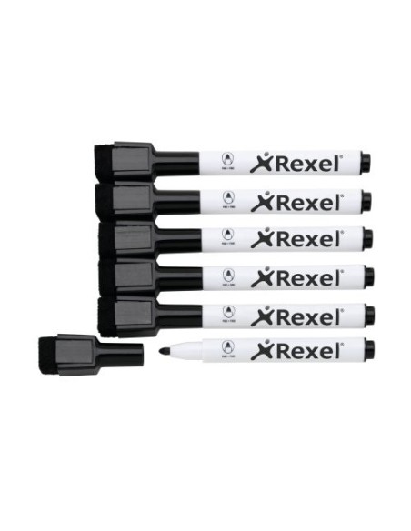 Rexel Pennarelli magnetici cancellabili a secco nero (6)