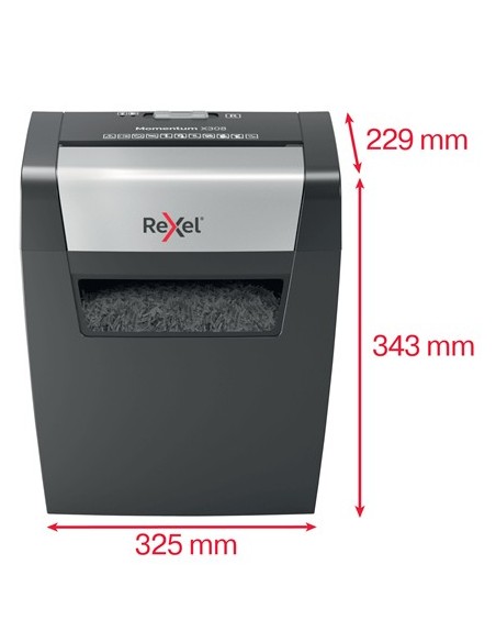 Rexel Momentum X308 distruggi documenti Taglio a particelle Nero, Grigio