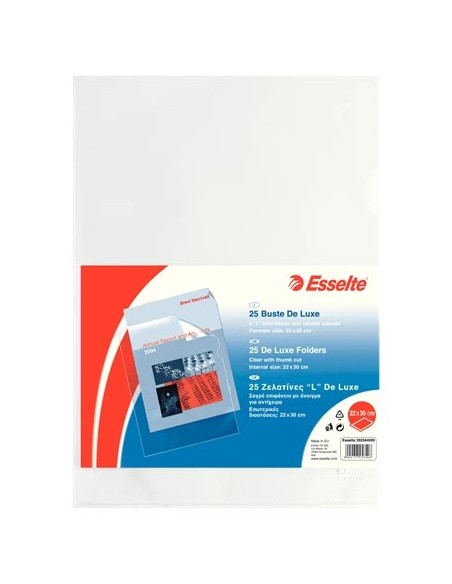 Esselte CF25BUSTE L DELUXE ANTIRIF 22X30 Polipropilene (PP) Trasparente A4