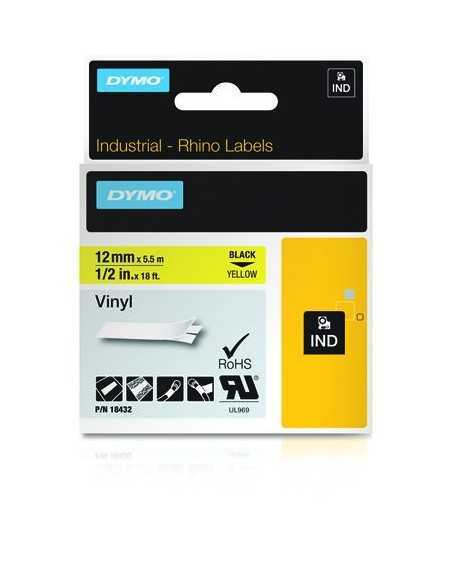 Dymo NASTR0 DA 12MMX5.5M VINILE NE GI D1 RHINOPRO 18432 0071701184320 MATERIALE DI CONSUMO
