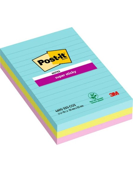 3M 7100234251 pouch autoadesiva Rettangolo Verde, Rosa, Turchese 90 fogli Autoadesivo