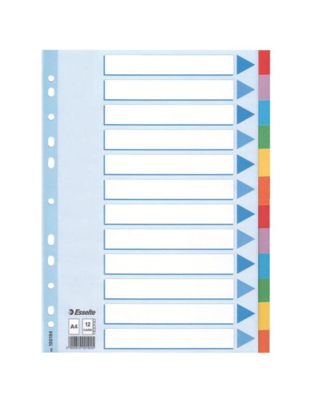 Esselte Multi-coloured Cardboard Dividers divisore 10 pz