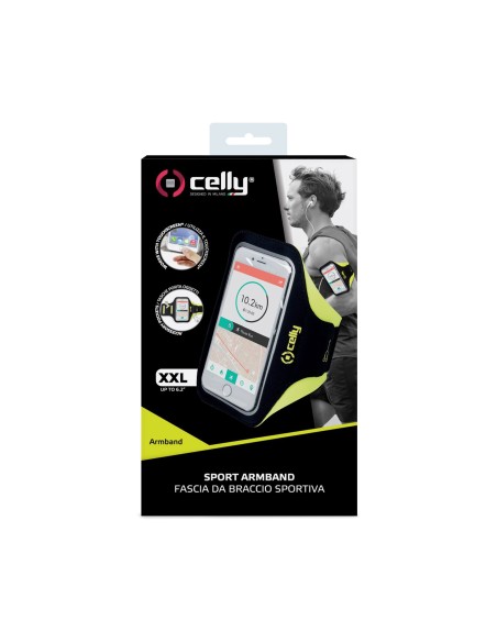 Celly Armband - Smartphone custodia per cellulare 16,5 cm (6.5") Fascia da braccio Nero, Giallo