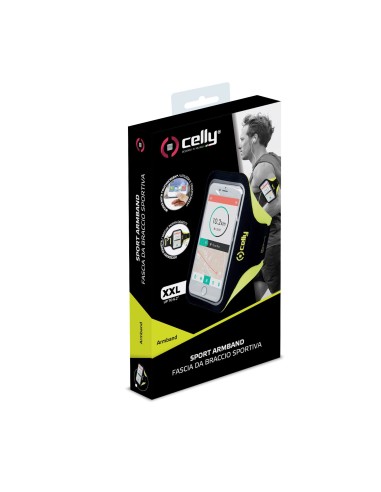 Celly Armband - Smartphone custodia per cellulare 16,5 cm (6.5") Fascia da braccio Nero, Giallo