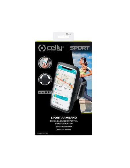 Celly ARMBSPORTBK custodia per cellulare 17,5 cm (6.9") Fascia da braccio Nero, Trasparente