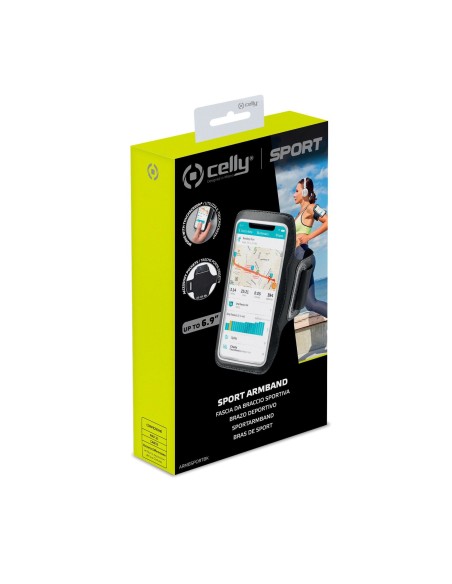 Celly ARMBSPORTBK custodia per cellulare 17,5 cm (6.9") Fascia da braccio Nero, Trasparente