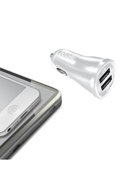 Celly CCUSB22W Caricabatterie per dispositivi mobili Universale Bianco Accendisigari Auto