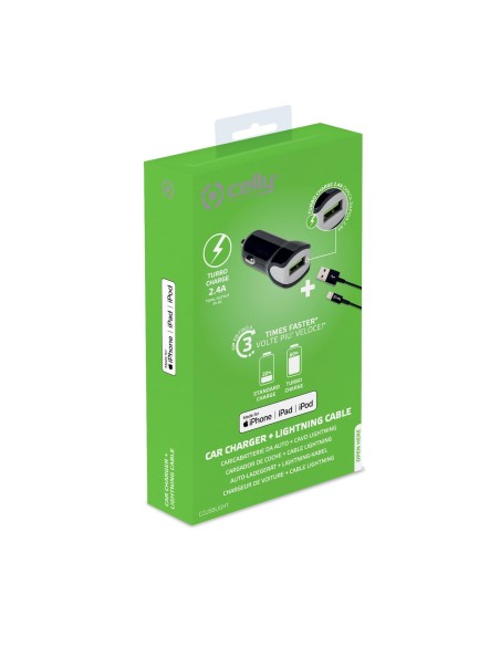Celly CCUSBLIGHT Caricabatterie per dispositivi mobili Universale Nero Accendisigari Auto