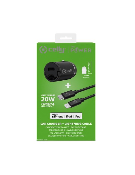 Celly CCMINILIGHT Caricabatterie per dispositivi mobili Smartphone Nero Accendisigari Auto