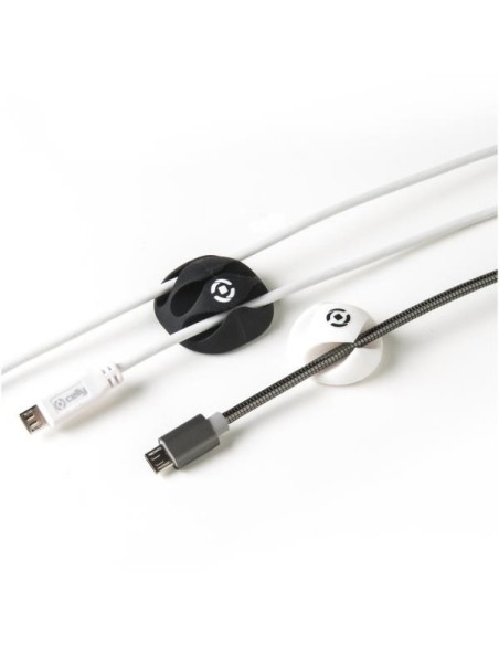 Celly CLIPPY01 organizer per cavi Scrivania Clip per cavo Nero, Bianco 6 pz