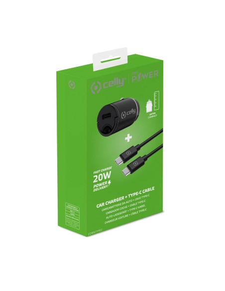 Celly CCMINITYPEC Caricabatterie per dispositivi mobili Smartphone, Tablet Nero Accendisigari Auto