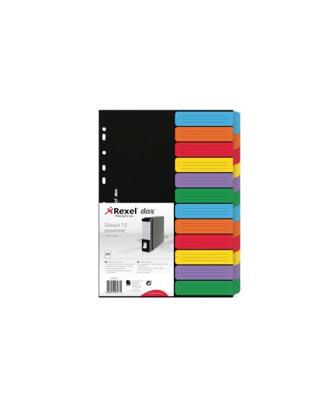 Rexel D26612 intercalare Cartella a soffietto espandibile Nero, Multicolore