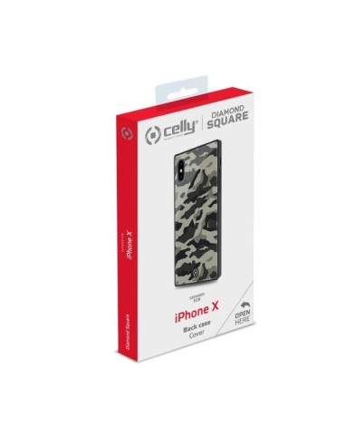 Celly DIAMOND SQUARE CAMO IPXS X BK custodia per cellulare 14,7 cm (5.8") Cover Nero, Mimetico