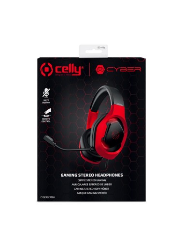 Celly CyberBeat Auricolare Cablato A Padiglione Gaming USB tipo A Nero, Rosso