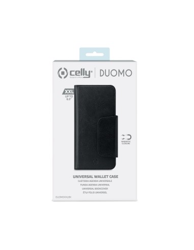 Celly Duomo XXL custodia per cellulare 16,5 cm (6.5") Custodia flip a libro Nero