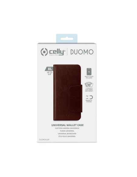 Celly Duomo custodia per cellulare 14,7 cm (5.8") Custodia a borsellino Marrone