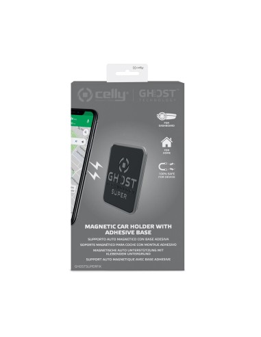 Celly GHOSTSUPERFIX supporto per personal communication Supporto passivo Telefono cellulare smartphone Nero