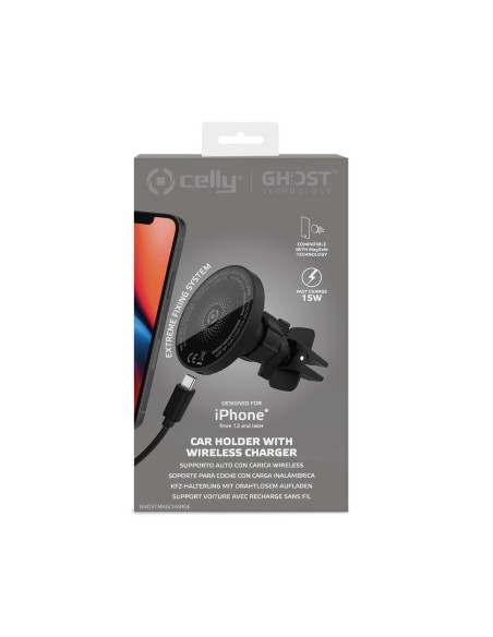 Celly GHOSTMAGCHARGE supporto per personal communication Supporto attivo Telefono cellulare smartphone Nero