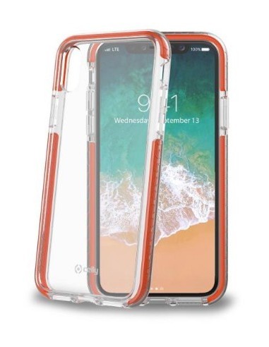 Celly HEXAGON900OR custodia per cellulare 14,7 cm (5.8") Cover a guscio Arancione, Trasparente