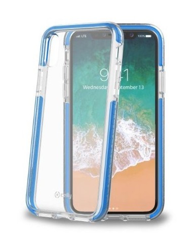 Celly HEXAGON900LB custodia per cellulare 14,7 cm (5.8") Cover a guscio Blu, Trasparente