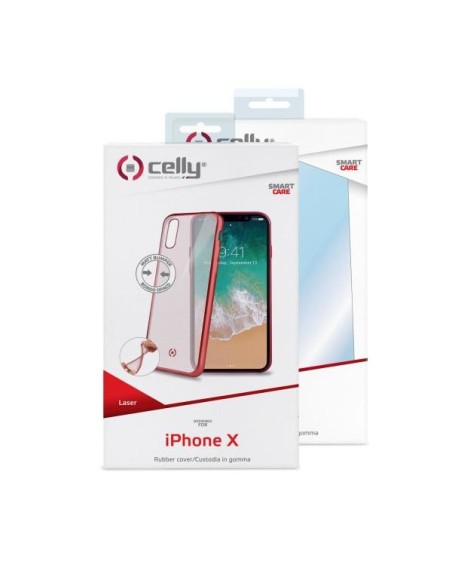 Celly Laser Matt custodia per cellulare 14,7 cm (5.8") Cover Rosso, Trasparente