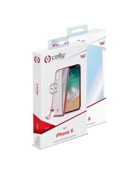 Celly Laser Matt custodia per cellulare 14,7 cm (5.8") Cover Rosso, Trasparente
