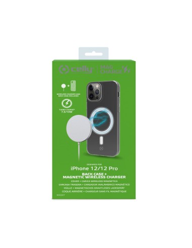 Celly MAGKIT Caricabatterie per dispositivi mobili Smartphone Argento, Bianco, Trasparente USB Carica wireless Interno