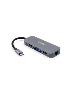 Nilox DOCKING STAT HDMI VGA PD ETH 3USB USB 3.2 Gen 1 (3.1 Gen 1) Type-C Alluminio