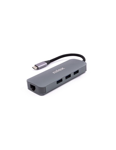 Nilox DOCKING STAT HDMI VGA PD ETH 3USB USB 3.2 Gen 1 (3.1 Gen 1) Type-C Alluminio