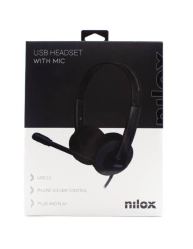 Nilox NXAU0000003 cuffia e auricolare Cuffie Cablato A Padiglione Ufficio USB tipo A Nero