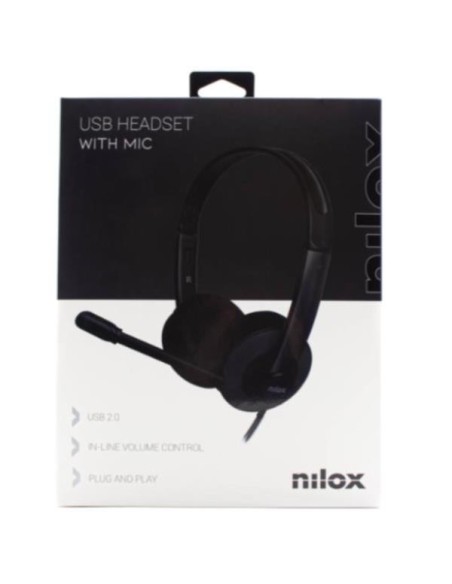 Nilox NXAU0000003 cuffia e auricolare Cuffie Cablato A Padiglione Ufficio USB tipo A Nero