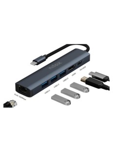 Nilox NXDSUSBC06 docking station per dispositivo mobile Grigio