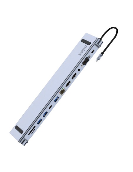 Nilox NXDSUSBC07 replicatore di porte e docking station per laptop Dock Grigio