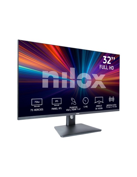Nilox MONITOR 32" NXM32FHD11 IPS 5MS HDMI VGA Monitor PC 81,3 cm (32") 1920 x 1080 Pixel Full HD LED Nero
