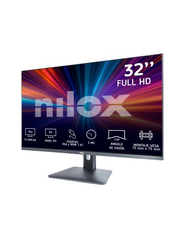 Nilox MONITOR 32" NXM32FHD11 IPS 5MS HDMI VGA Monitor PC 81,3 cm (32") 1920 x 1080 Pixel Full HD LED Nero